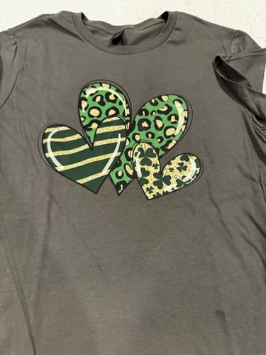 Customer photo review of St. Patrick's Day Heart DTF Heat Transfer, Saint Patricks Day Design, St Paddys Day DTF
