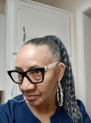 Customer photo review of Hoop Name Earrings