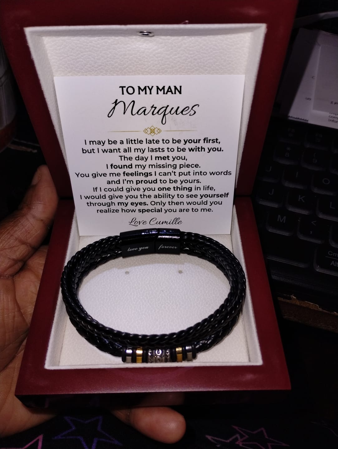 Customer photo review of To My Man | My Missing Piece | Braided Bracelet Gift Set - SS584