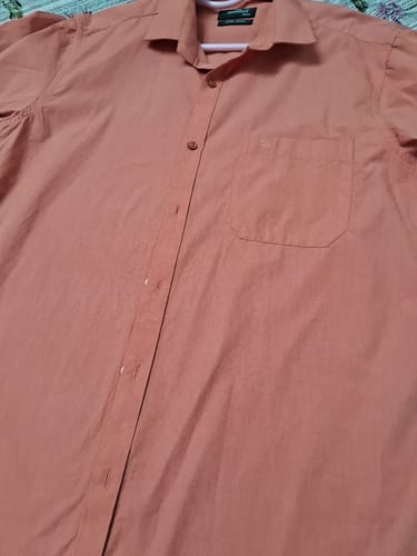Customer photo review of ARISER FILA Cotton Formal Solid Plain Shirts For Men (Orange)