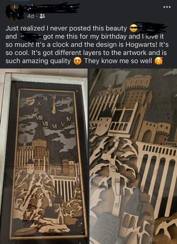 Customer photo review of HOGWARTS 3D WALL CLOCK
