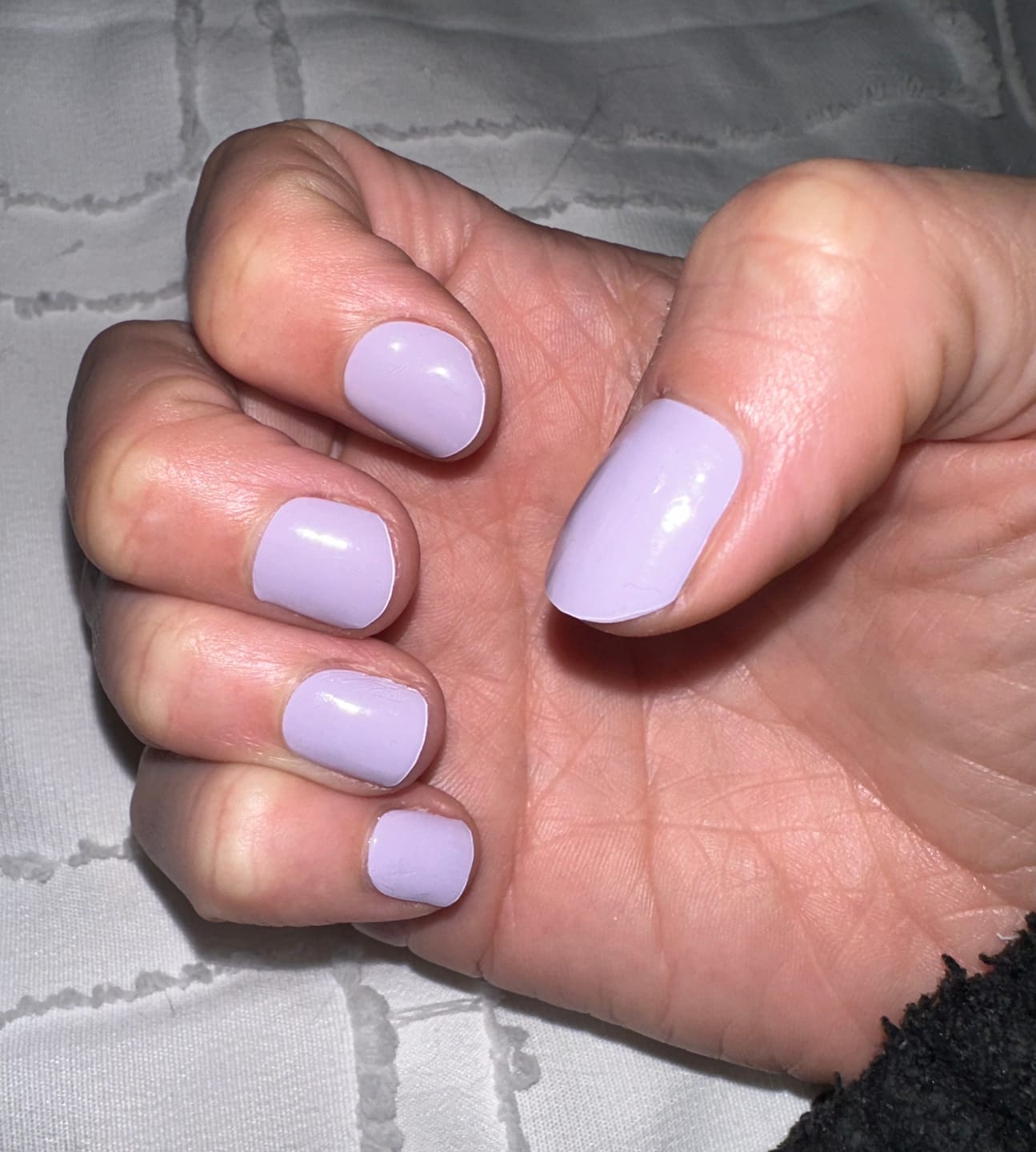 Customer photo review of Wisteria Purple DIY Semicured Gel Nail Sticker Kit