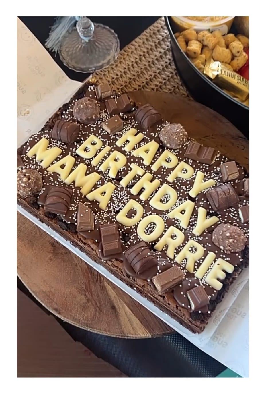 Customer photo review of Mega custom message chocolate fiend brownie