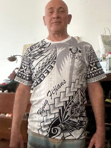 Customer photo review of Fiji Rugby T Shirt Kaiviti Fijian Tribal World Cup White LT9