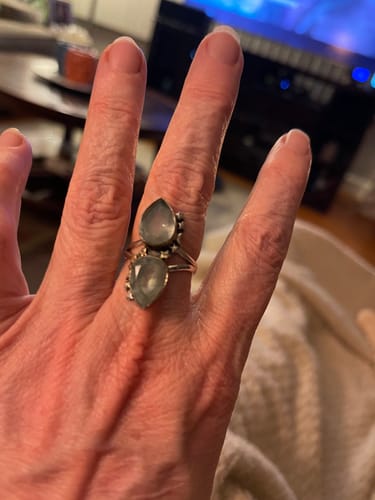 Customer photo review of Teardrop Aquamarine Stars and Moon Ring