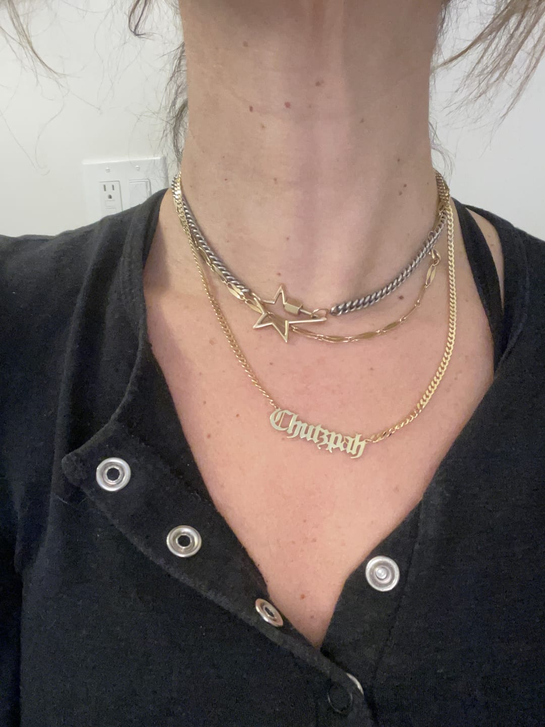 Customer photo review of Old English Nameplate Necklace