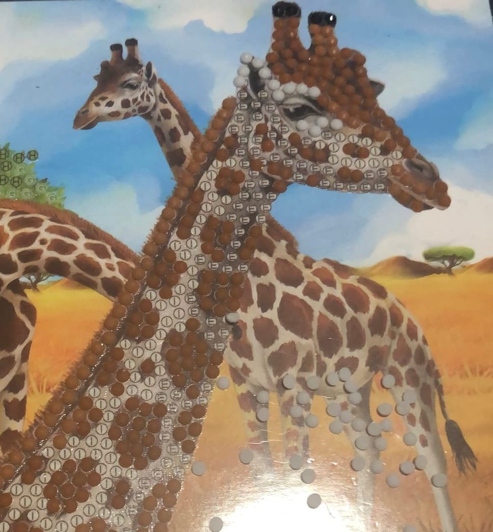 Customer photo review of "Gentle Giraffes" Crystal Art Card 18x18cm