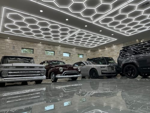Customer photo review of Hexagon Garage Lights | LED Ceiling Grid