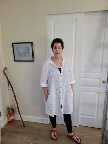 Customer photo review of Meo Linen Florence Cardigan (White)