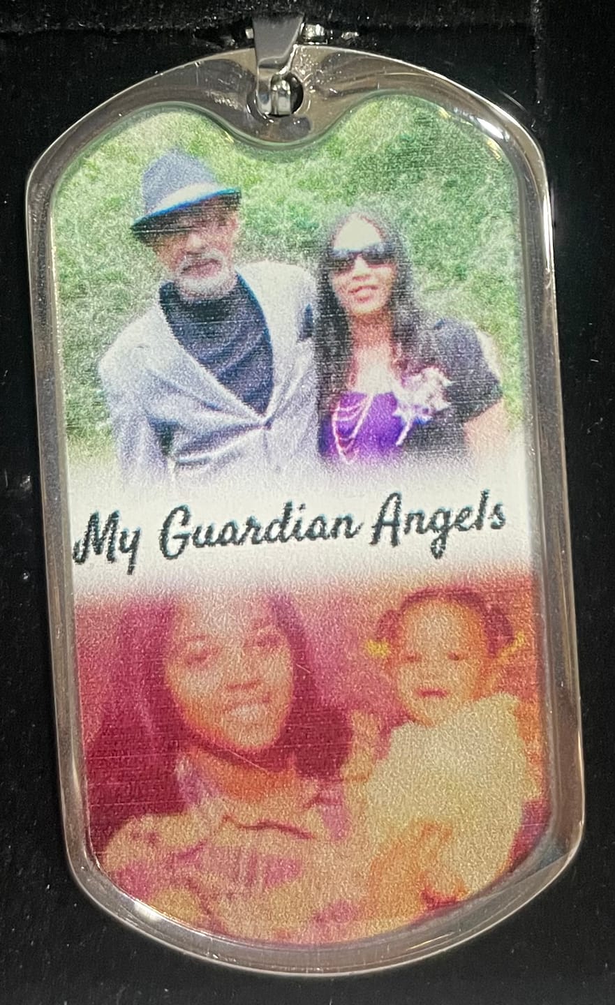Customer photo review of Custom Name and 2 Photos  Memorial Dogtag Necklace Gift