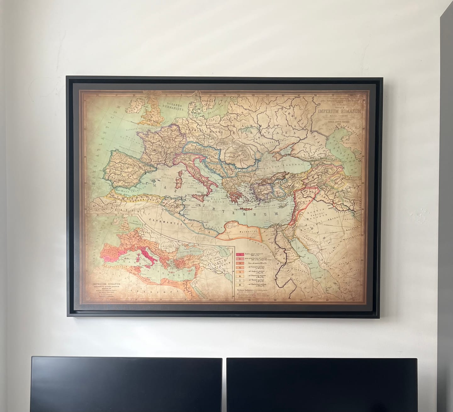 Customer photo review of Old Roman Empire World Map From 266BC to 305AD by Perthes & Kampen, 1889 - Rare Map of Byzantine, West and East Roman Empire & Roads