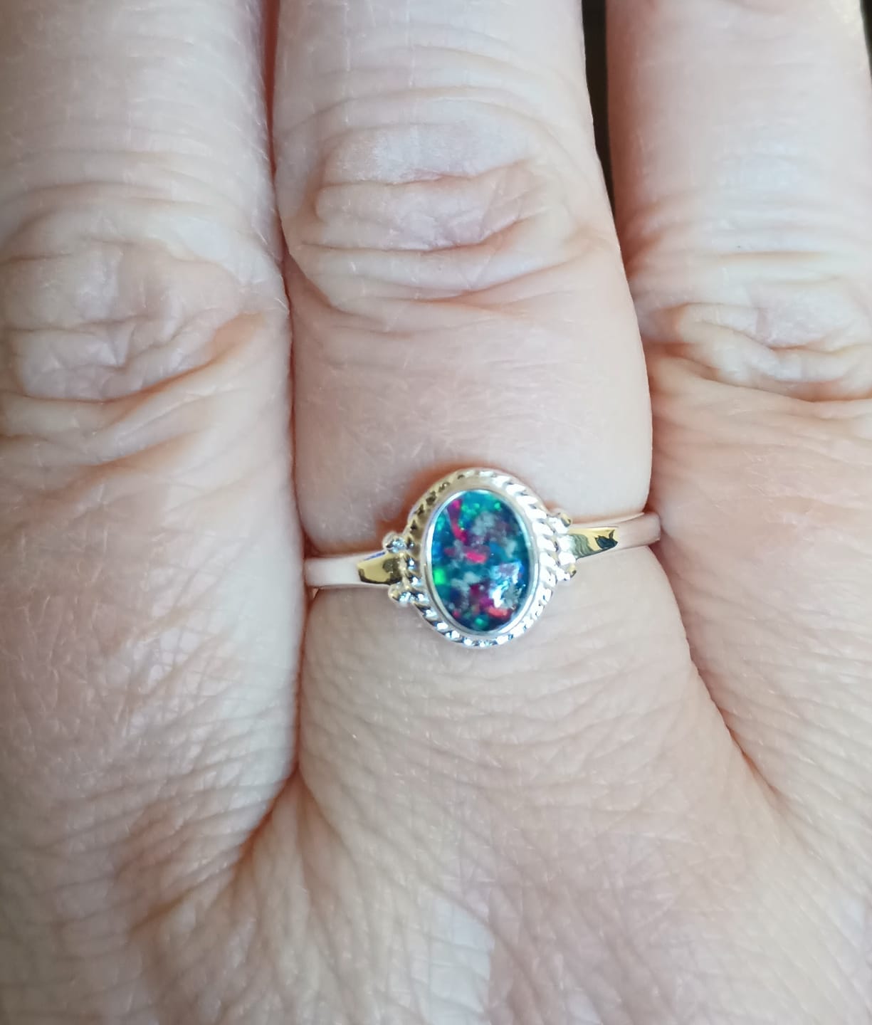 Customer photo review of Braided Oval Ring with Cremation Ashes