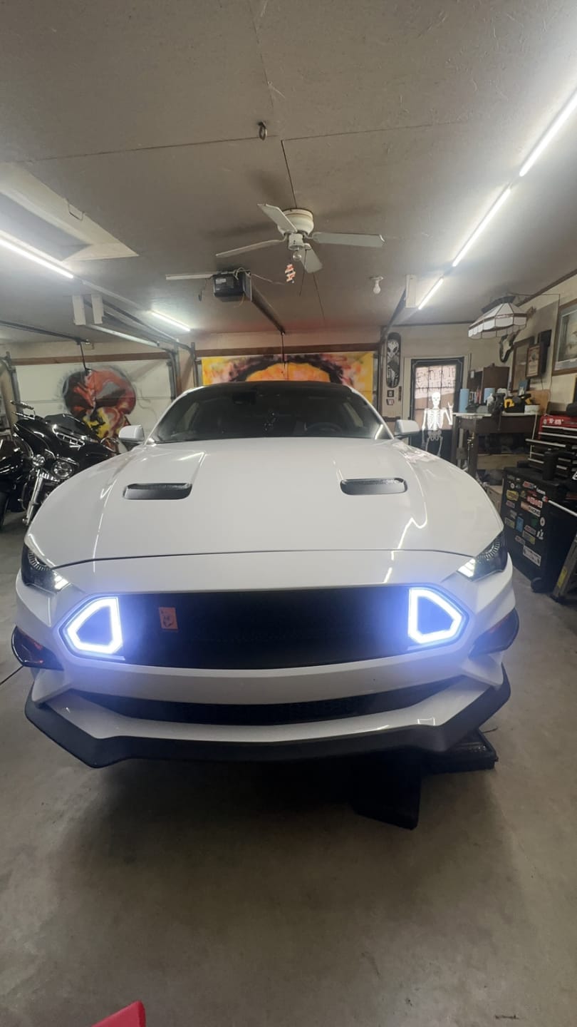 Customer photo review of Front Mesh Upper Grille w/ LED DRL Turn Signal Light for 2018 - 2021 Ford Mustangs