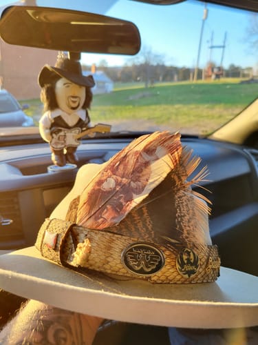 Customer photo review of Waylon Flying W Black & White Pin