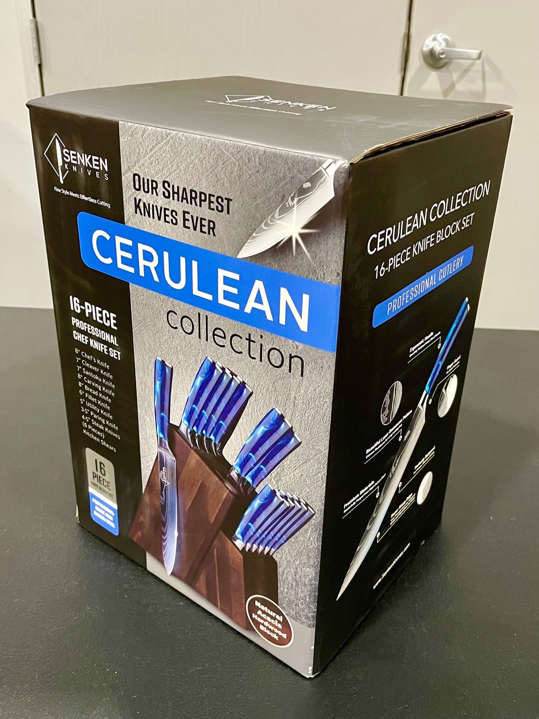 Customer photo review of Cerulean 16-Piece Japanese Knife Block Set — High-Carbon Steel with Blue Resin Handles