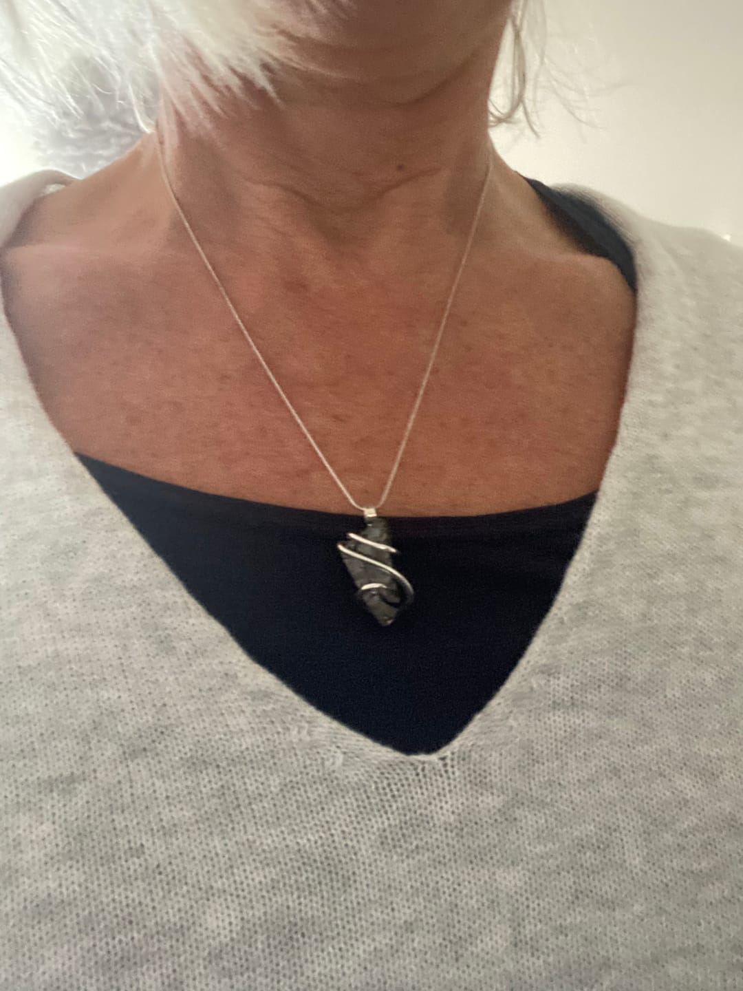 Customer photo review of Elite Shungite Pendant, 2.6 g 27 mm, Hand Forged Sterling Silver