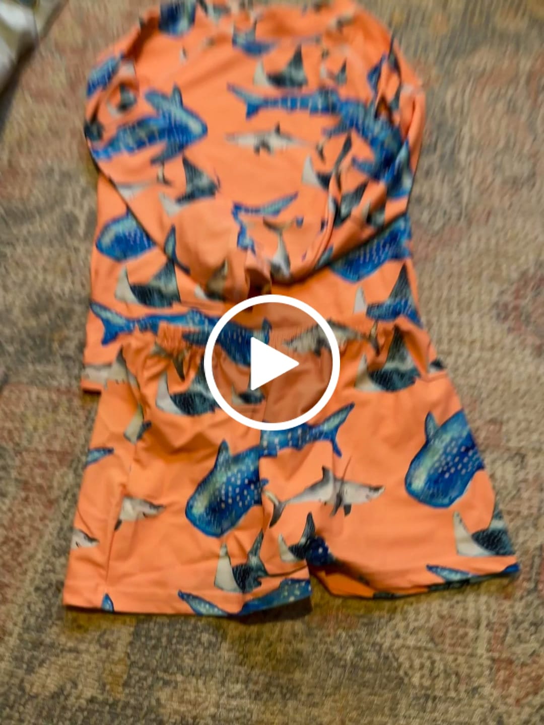 Customer video review of Fluro Orange Sharks Kids' Rash Top