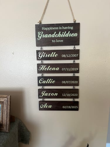 Customer photo review of Personalized Engraved Grandchildren Hanging Decorative Sign