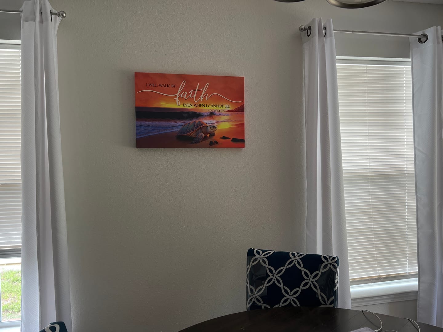 Customer photo review of Sea turtle, I will walk by Faith wall art canvas