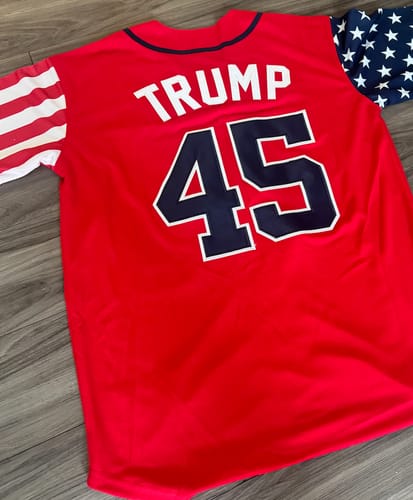 Customer photo review of Trump #45 USA Baseball Jersey