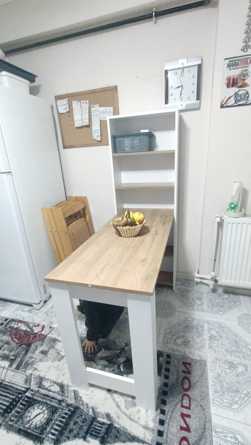 Customer photo review of Rani JA102 Masa Raflı Dekoratif Mutfak Yemek Masası Sepet Ceviz - Beyaz