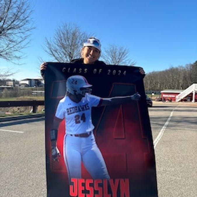 Customer photo review of Custom Sports Banner - The GOAT Softball