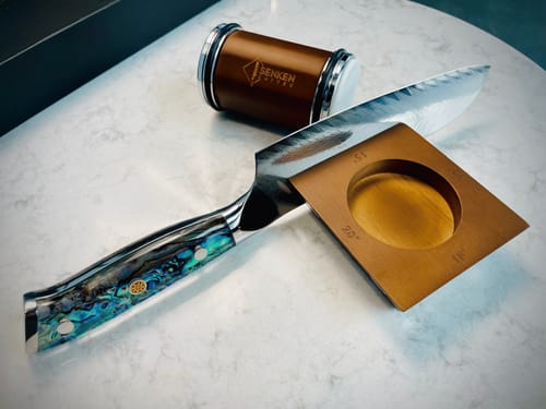 Customer photo review of Rolling Knife Sharpener with Magnetic Base - Sharpens at 4 Angles from 15° - 22°