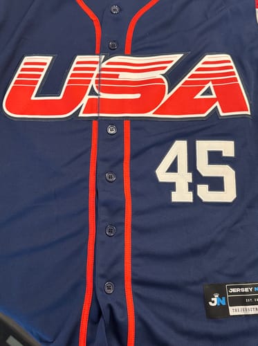 Customer photo review of Trump #45 USA Baseball Jersey