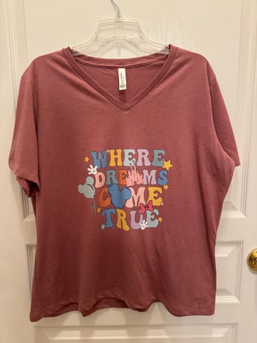 Customer photo review of Where Dreams Come True Disney DTF Heat Transfer, Disney Vacation Design, Mickey Minnie DTF