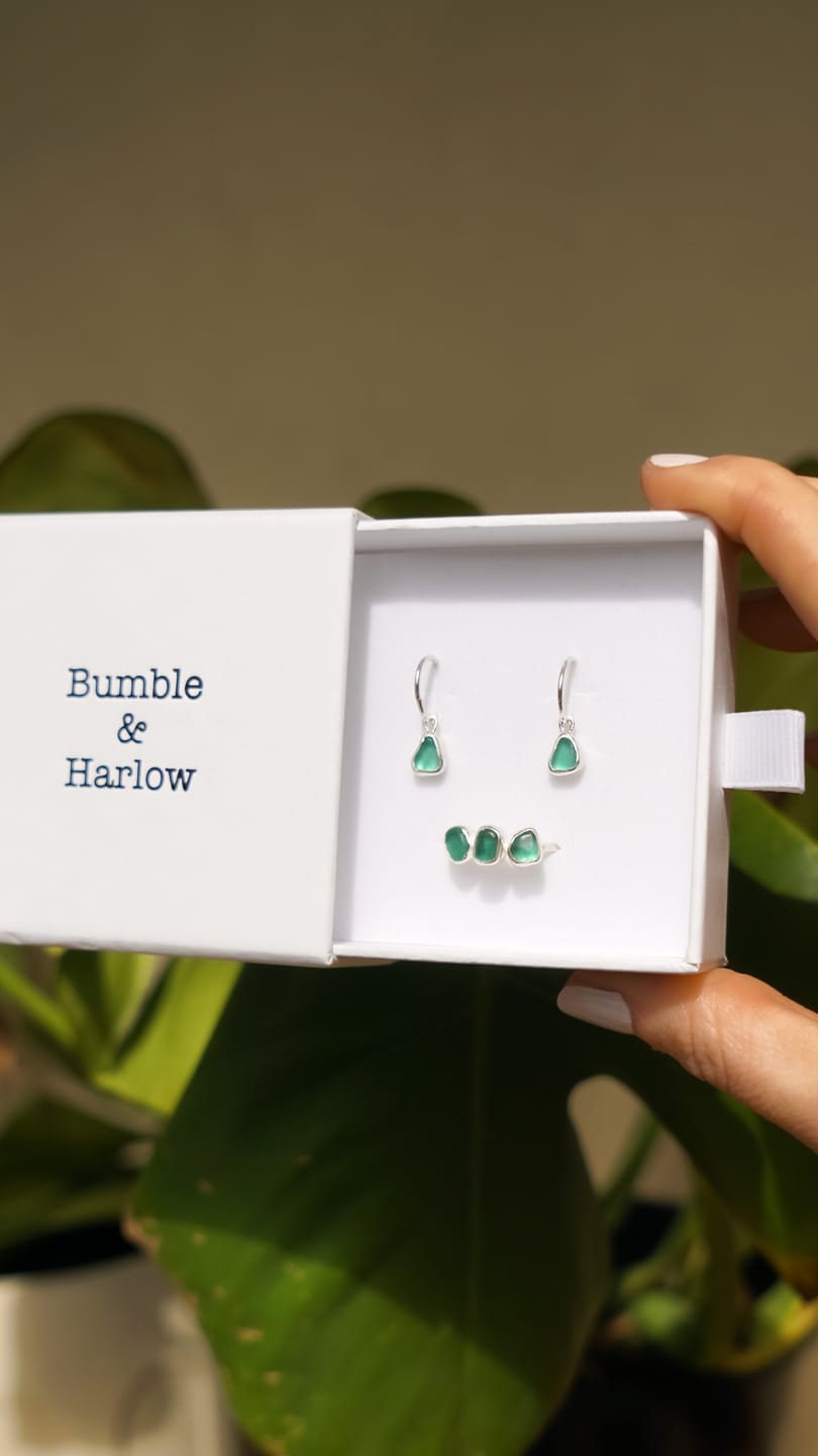 Customer photo review of Blue Sea Glass Hoops