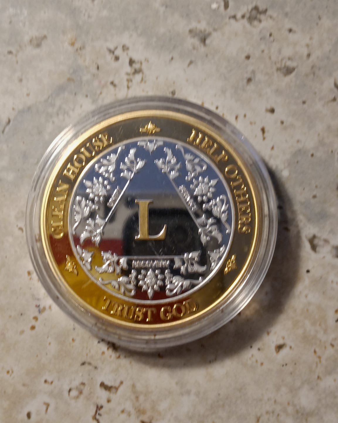 Customer photo review of Sobriety Mint Infinity Aluminum AA Meeting Newcomer Sobriety Chips/Coins/Tokens - 24 Hours - Silver