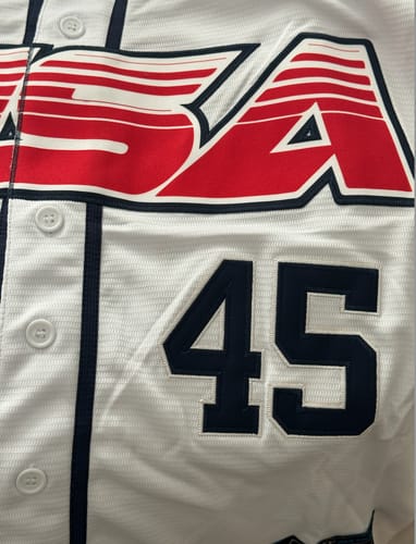 Customer photo review of Trump #45 USA Baseball Jersey