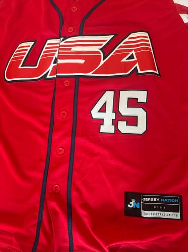 Customer photo review of Trump #45 USA Baseball Jersey