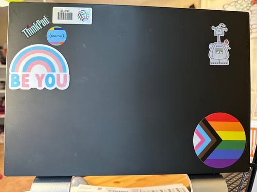 Customer photo review of Pride flag circle sticker