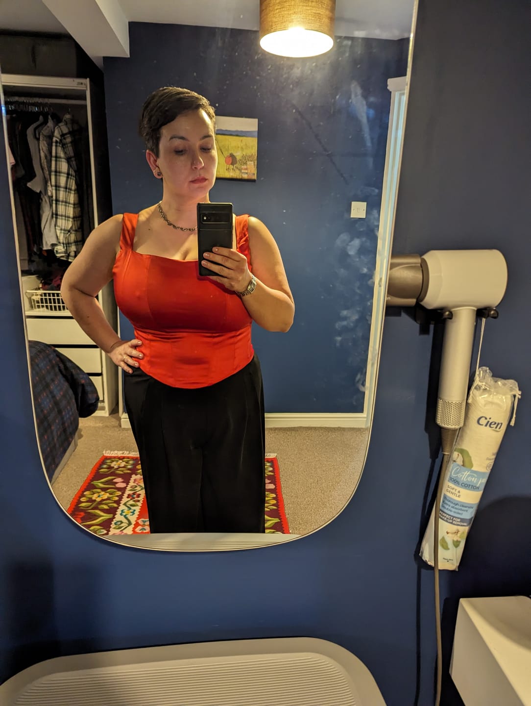 Customer photo review of 'Bianca' Red Fuller Bust Satin Corset Top