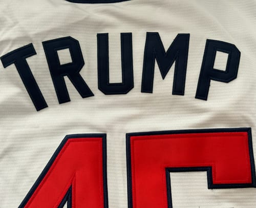 Customer photo review of Trump #45 USA Baseball Jersey