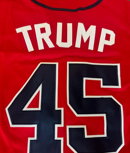 Customer photo review of Trump #45 USA Baseball Jersey