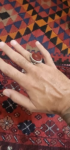 Customer photo review of Khorasani Aqeeq Oval Shape Sterling Silver Ring | US Size 11.5