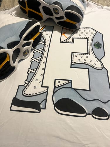 Customer photo review of Number 13 SNRT Sneaker Tees - Air Jordan 13 Blue Grey