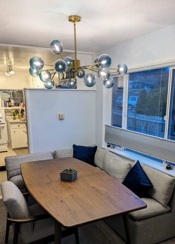 Customer photo review of 15-Light Branch Blue Glass Globe Bubble Chandelier