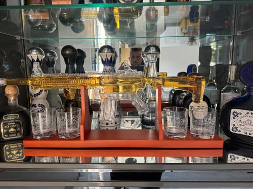 Customer photo review of AR-15 Glass Decanter with Constitution Whiskey Glasses