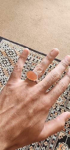 Customer photo review of YEMENI ORANGE AQEEQ STERLING SILVER RING FOR MEN | US RING SIZE 11.5