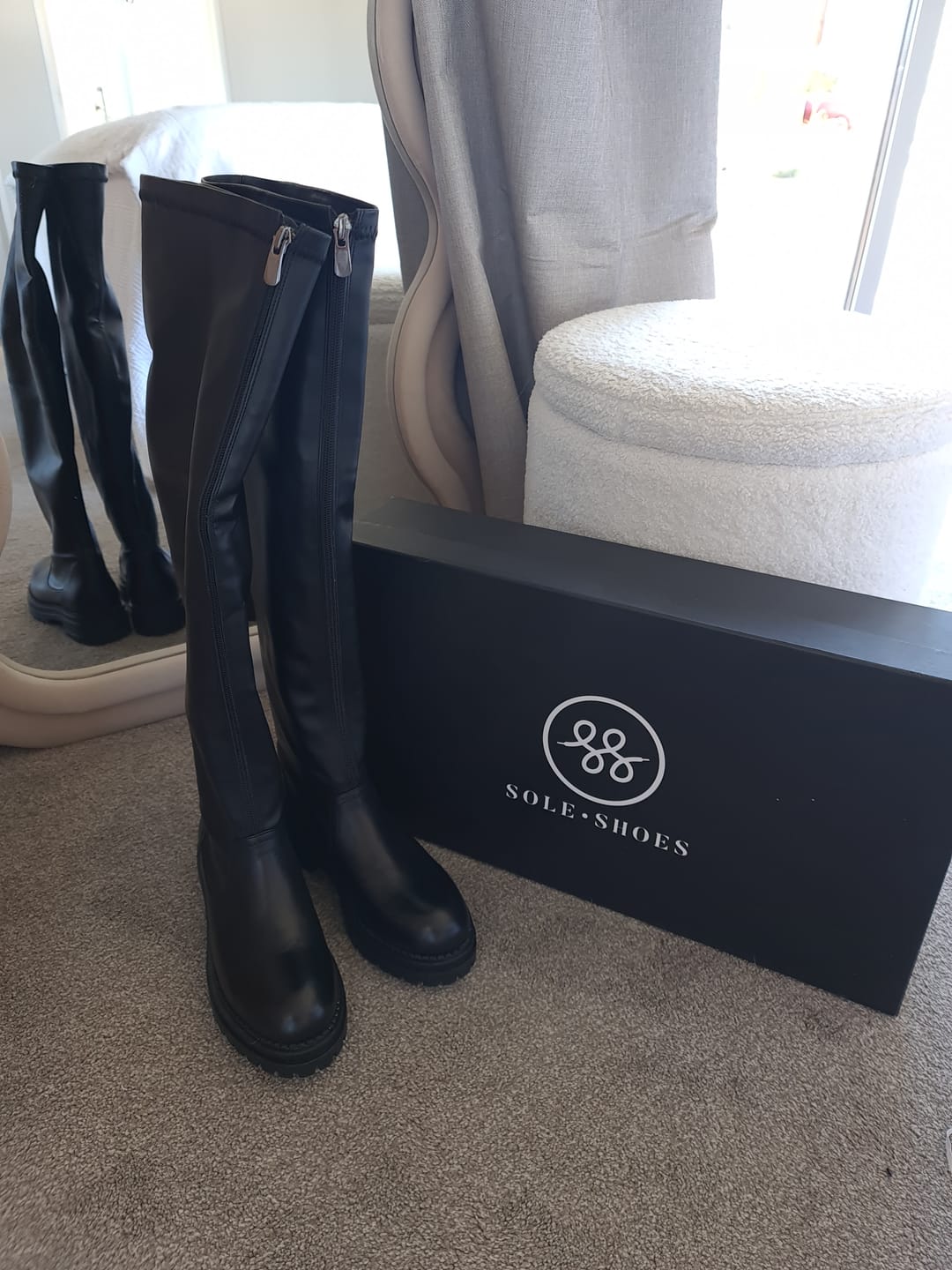 Customer photo review of Chester Knee High Combat Boot Black