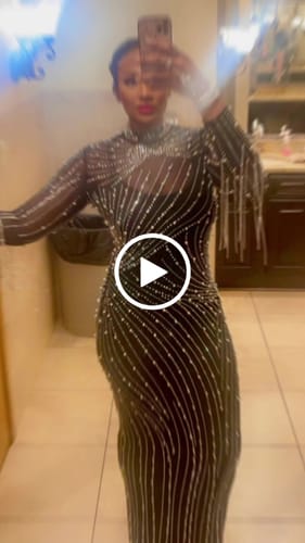Customer video review of Emiliana Rhinestone Pearl Maxi Dress - Black