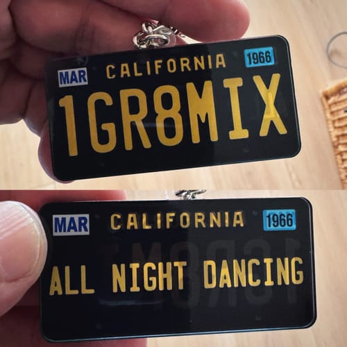 Customer photo review of License Plate Black Personalized Acrylic Keychain