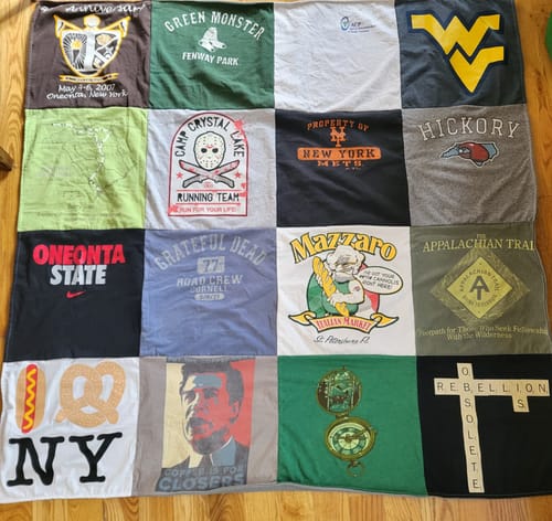 T-shirt quilt from oneonta state university by Beverly from NC