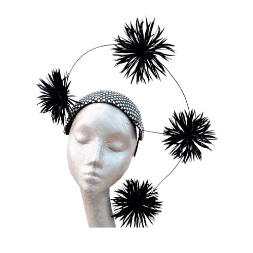 Customer photo review of Black Check Raffia 3D Halo Headband HA007