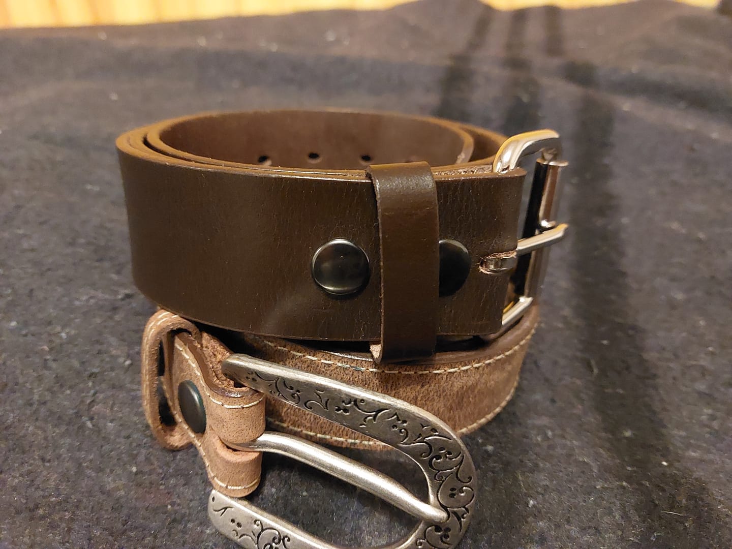 Customer photo review of Brown 45 mm 100% Full Grain Bridle Leather Belt for Jeans