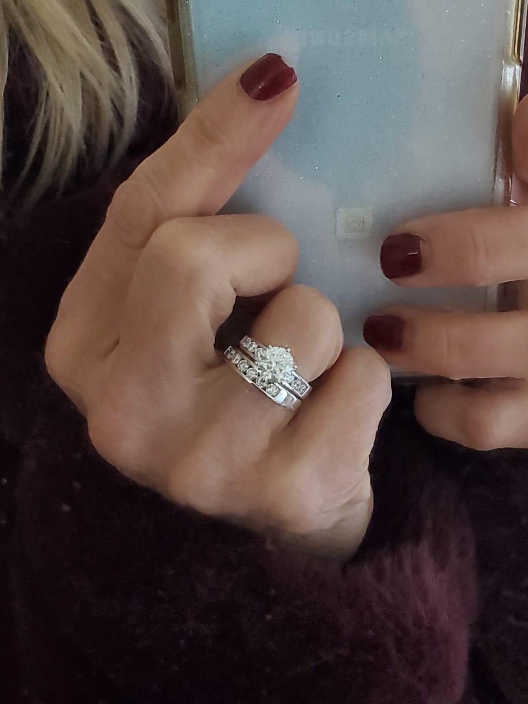 Customer photo review of Round Cut Moissanite Channel Set Engagement Ring