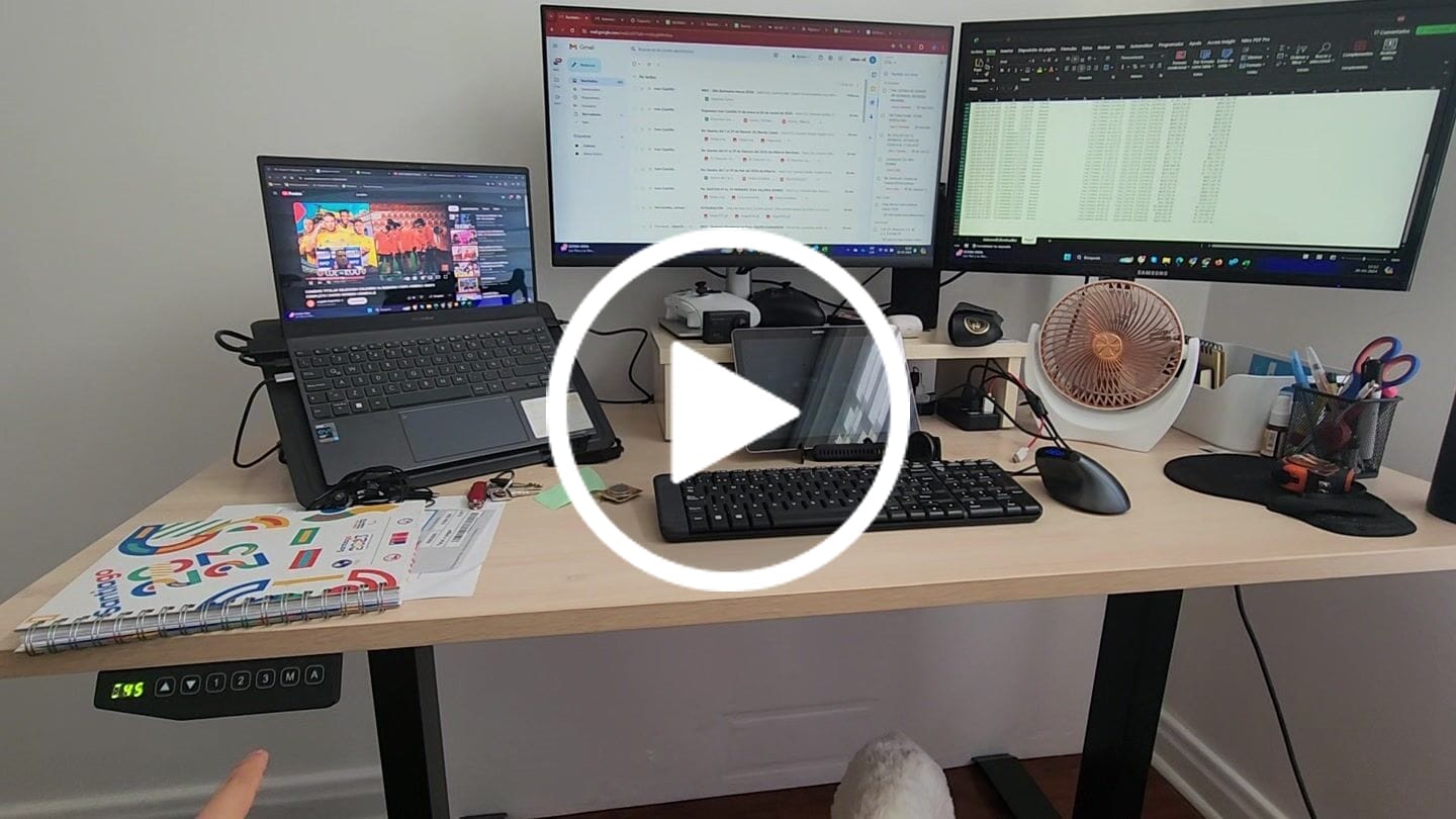 Customer video review of Escritorio Cosmo Eléctrico con Pasacables 140x60